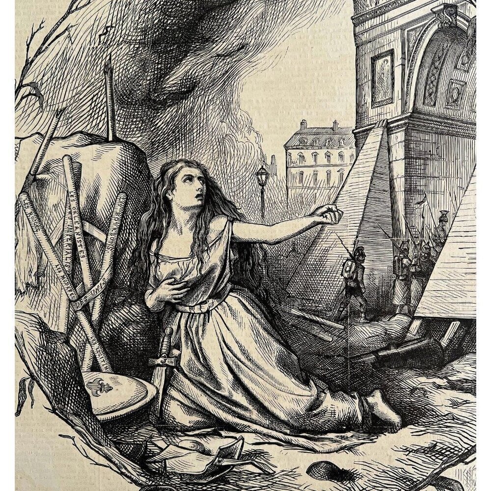 Thomas Nast France Germany Centerfold 1871 Victorian Woodcut Engraving LGBinTN2